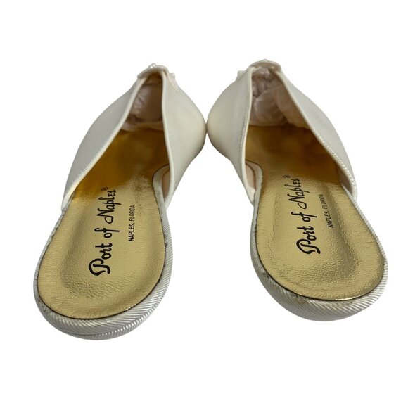Port Of Naples Womens Ivory Slip-On Embroidered Mules Made In Italy Size 10B - Picture 5 of 9